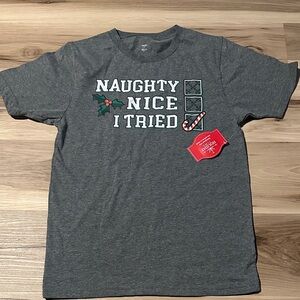 Holiday Time Gray Naughty Nice T-Shirt